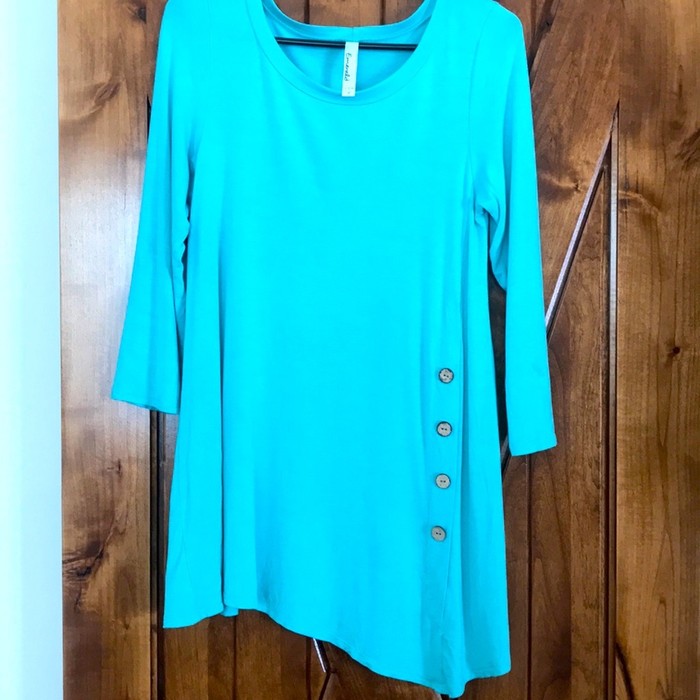 Mint 3/4 Sleeve Tunic With Buttons - image 1